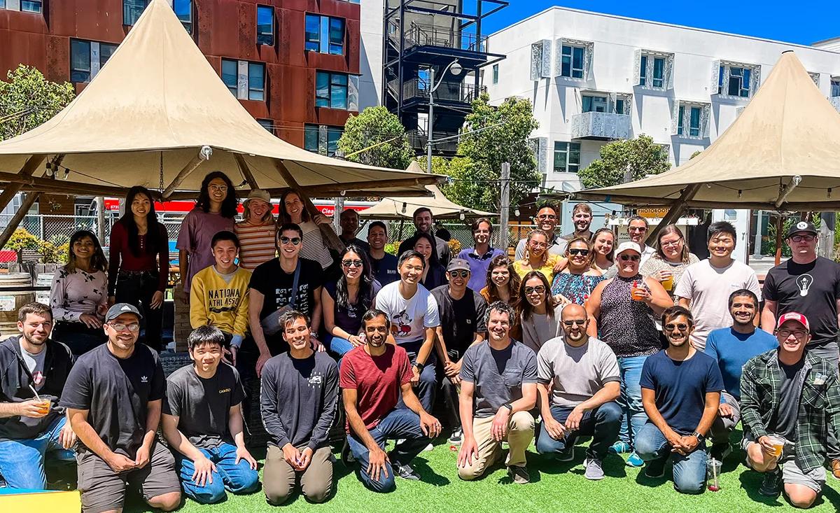 The Cambly team gathered outdoors at a company offsite
